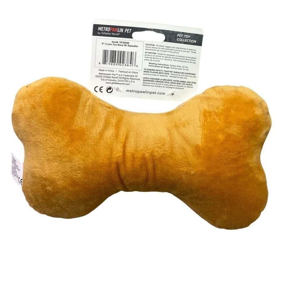 I Love You Bone Dog Toy Plush Squeaker Metro‎ Pawlin 9
